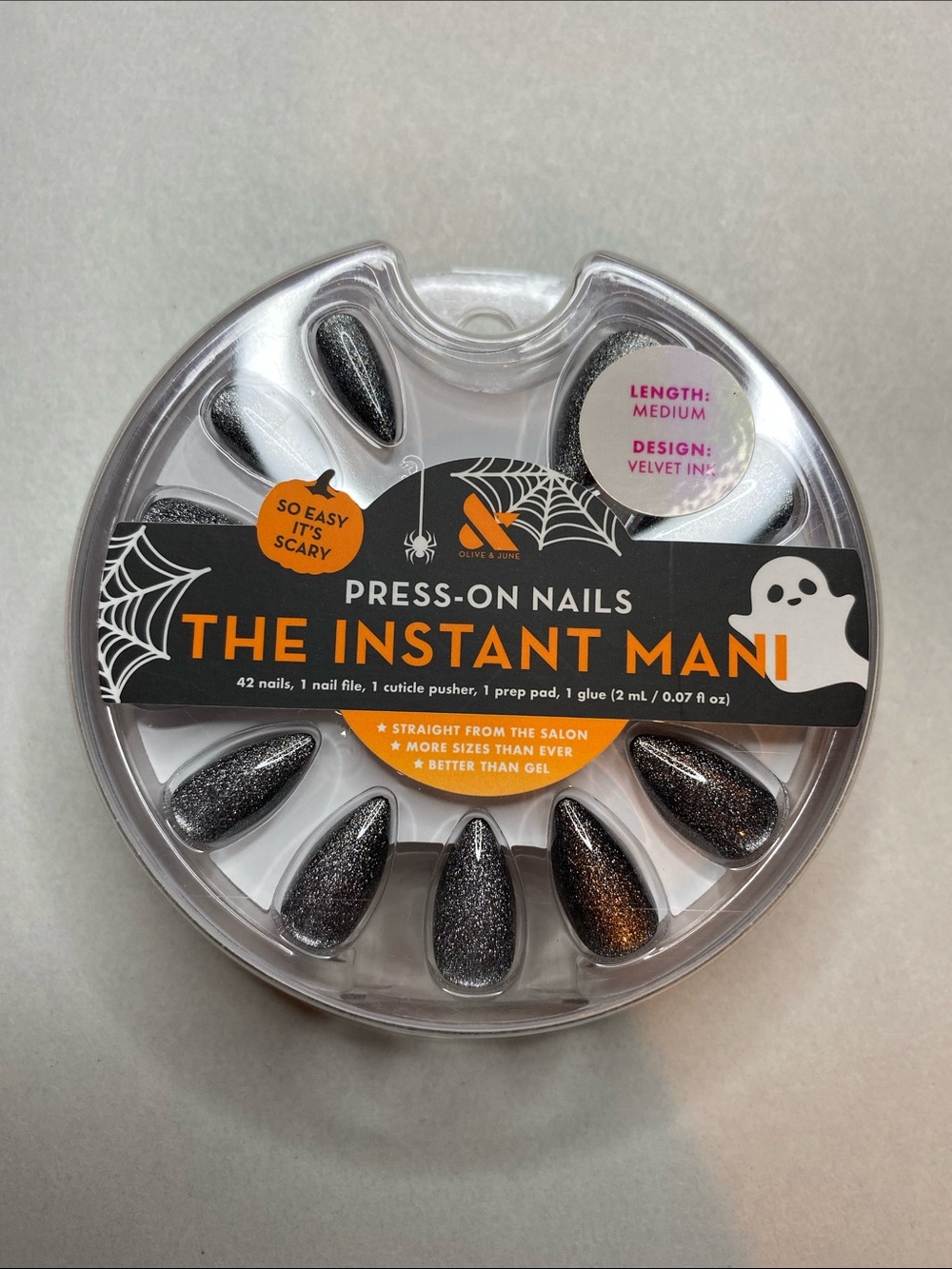 Olive & June Halloween Velvet Ink Instant Mani Medium Stiletto Press-On Nails